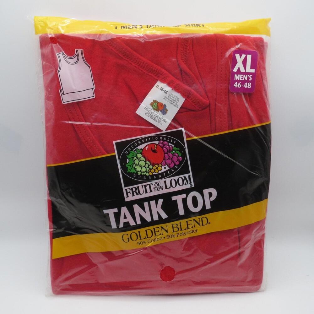 VTG 1998 90s Fruit of the Loom Golden Blend Tank Top Red Shirt Mens XL 46-48